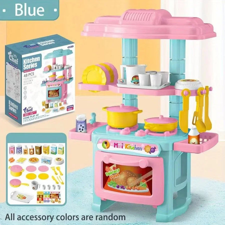 Mini Kitchen Counter Play Set DIY Simulated Cooking Food Tableware Play House Role Play Pretend Game