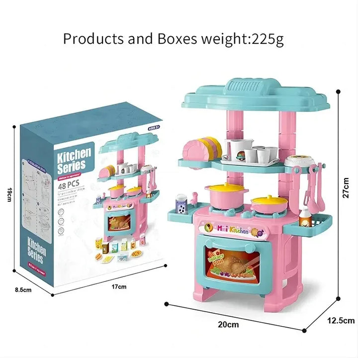 Mini Kitchen Counter Play Set DIY Simulated Cooking Food Tableware Play House Role Play Pretend Game