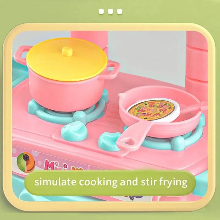 Mini Kitchen Counter Play Set DIY Simulated Cooking Food Tableware Play House Role Play Pretend Game